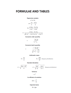 Formulae Sheet