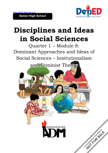 DISS mod8 Dominant Approaches and Ideas of Social Sciences - Insitutionalism  and Feminist Theory