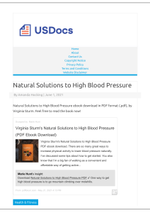 Natural Solutions to High Blood Pressure PDF BOOK FREE Download