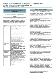 WEEK 1  OVERVIEW OF PUBLIC HEALTH NURSING