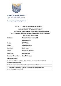 Financial Accounting 2.2 Assessments 1 2022 
