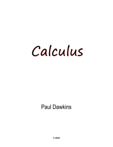 Calculus III Paul's Online Notes