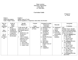 A K-12 Lesson Plan in Primary English (Simple Tenses of Verbs)