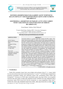 ISOTERM ADSORPSI Pb(II) PADA KARBON AKTIF TEMPURUNG KELAPA DENGAN VARIASI KONSENTRASI AKTIVATOR NATRIUM BIKARBONAT 