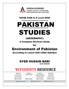 O Level Pakistan Studies Notes Geography by Husain Barix