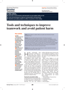 Tools and techniques to improve teamwork and avoid patient harm