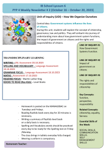 PYP 4 Weekly Newsletter # 5