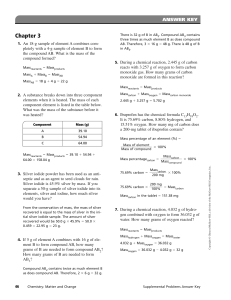 Chemistry Chap 3 Matter WORKSHEET Answer Key