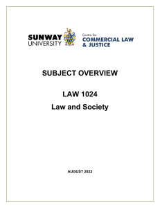 LAW 1024 Law and Society Subject Overview August 2022 3