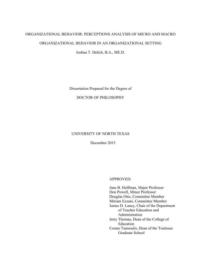 Organizational Behavior Perception analysis of micro and macro ...