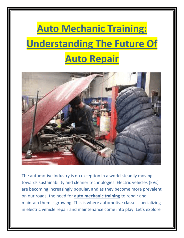 Automotive classes Training in Electric Vehicle Repair and Maintenance
