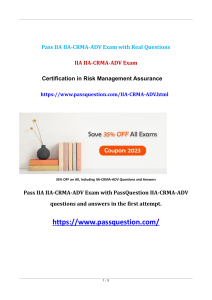 IIA-CRMA-ADV Certification in Risk Management Assurance Exam Questions