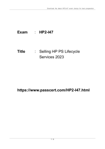 HP2-I47 Selling HP PS Lifecycle Services 2023 Dumps