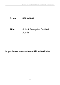 Splunk Enterprise Certified Admin SPLK-1003 Dumps 2023