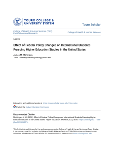Effect of Federal Policy Changes on International Students Pursui