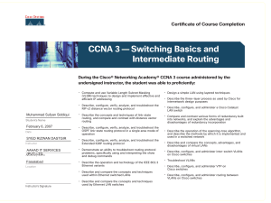 Muhammad Sufyan Siddiqui CCNA 3  Switching Basics and Intermediate Routing