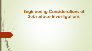 Subsurface Investigaton Engineering Considerations