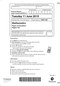 June 2019 Paper 1 Edexcel GCSE Mathematics