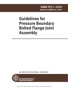 ASME PCC-1 2019 Guidelines for Pressure boundary bolted flange joint Assembly