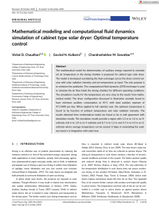 Mathematical modeling and computational fluid dynamics simulation of cabinet type solar dryer: Optimal temperature control