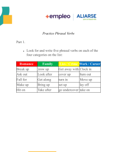 Phrasal Verbs categories and sentences Practice.  – 30 min  