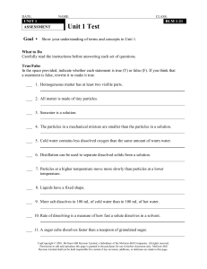 Unit 1 Science Test: Matter, Mixtures, and Solutions