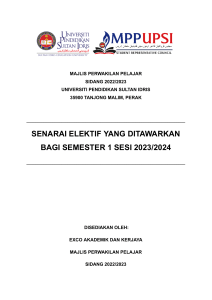 SENARAI ELEKTIF YANG DITAWARKAN BAGI SEMESTER 1 SESI 2023 2024