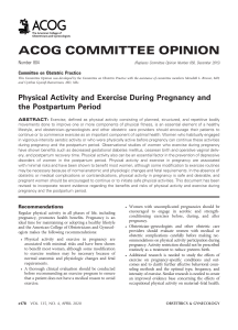 Physical Activity and Exercise During Pregnancy and the Postpartum Period