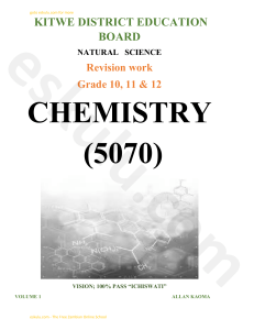 Chemistry Revision Work Grade 10 to 12