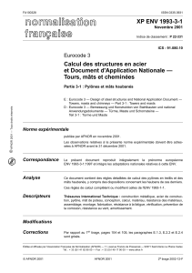 Eurocode 3. Partie 3-1   Pylônes et mâts haubanés