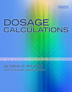 Dosage Calculations Pickar Gloria D SRG