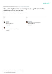 THE RELATIONSHIP BETWEEN INNOVATION CAPABILITY AND PERFORMANCE THE MODERATING EFFECT OF MEASUREMENT