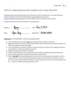 Engineering Economics Assignment Cover Page