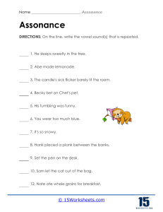 Assonance Worksheet