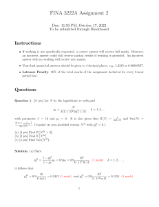 Finance Assignment: Probability, Loss Models, Risk