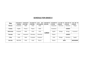 Schedule for Grade X