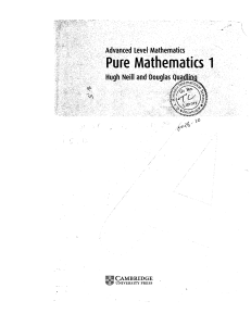 Pure Mathematics -1 [Advance Level Maths]