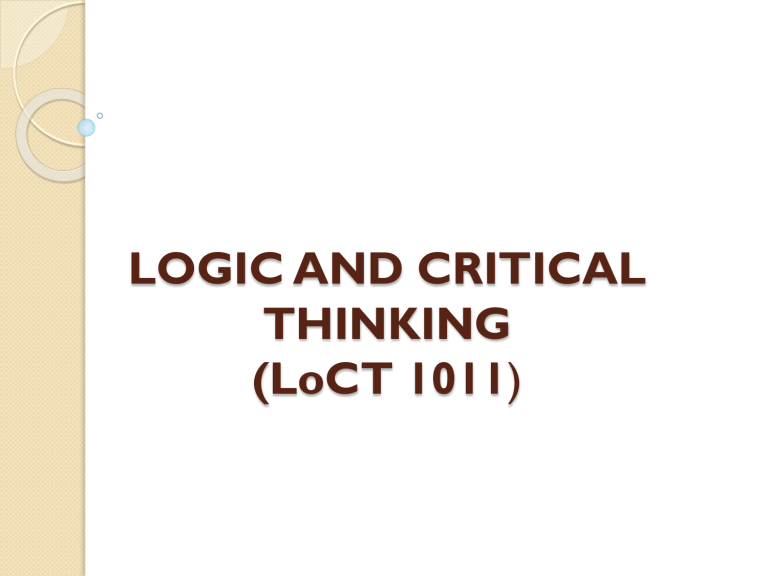 logic and critical thinking slides