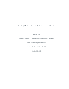 Challenger Launch Decision: A Group Process Case Study