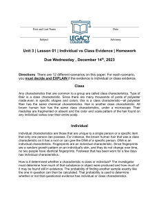     Unit 3   Lesson 01   Individual vs Class Evidence   Homework  .docx