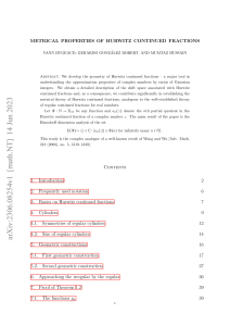 Metrical properties Hurtwitz continued fraction. Bugeaud