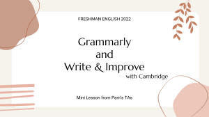 Writing Tools Grammarly and Write   Improve provided by TA 