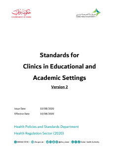 Standards for Clinics in Educational and Academic Settings