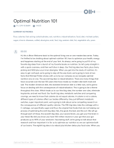 Optimal Nutrition 101 Transcript