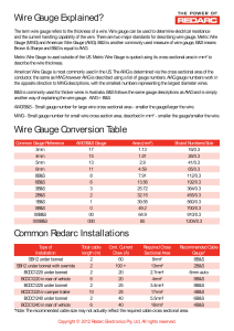 Redarc Wire Gauges Conv table