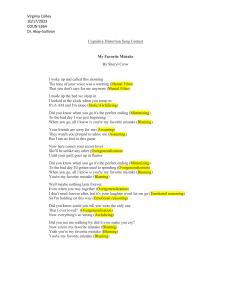 Cognitive Distortion Song Contest - V. Colley