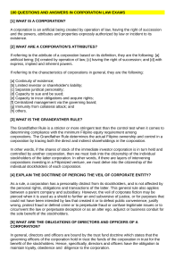 Corporation Law: Exam Questions & Answers