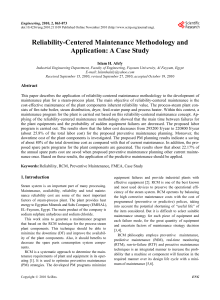 Reliability-Centered Maintenance Methodology and Applications 