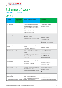 Year 1 English Scheme of Work