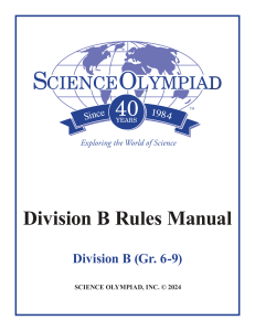 Science Olympiad Div B Rules 2024 for Web